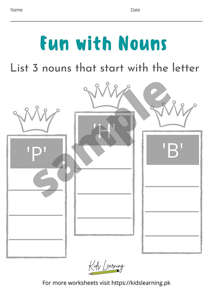 noun for kids worksheet